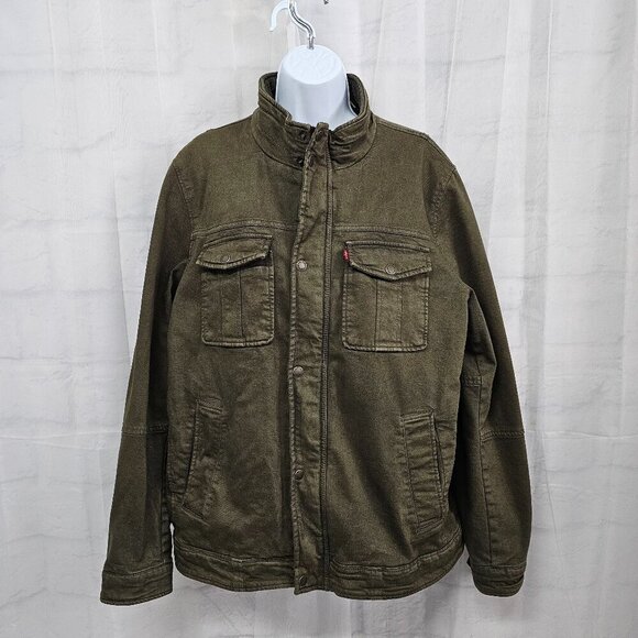 Levi's Other - Levi's Olive Green Rugged Utility Trucker Jacket Unisex Boho Rustic Insulated L